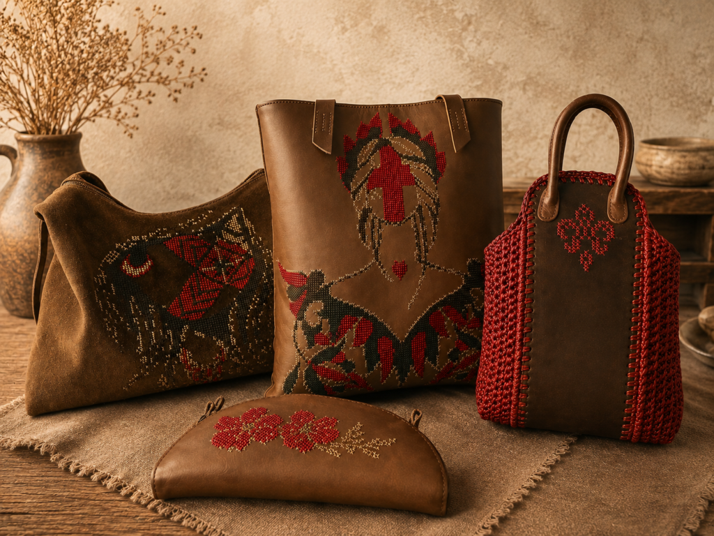 Handcrafted Italian leather bags with Ukrainian embroidery by MIARUNA